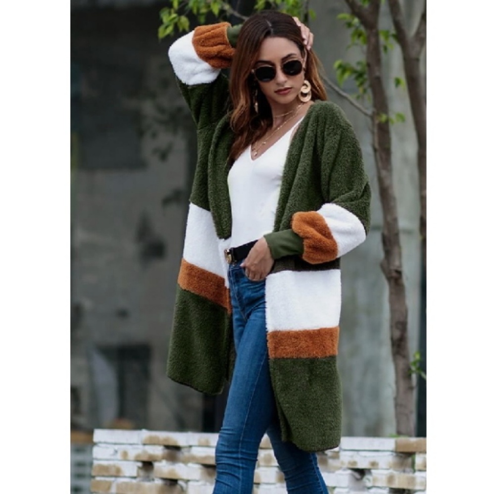 Colorblock Teddy Coat